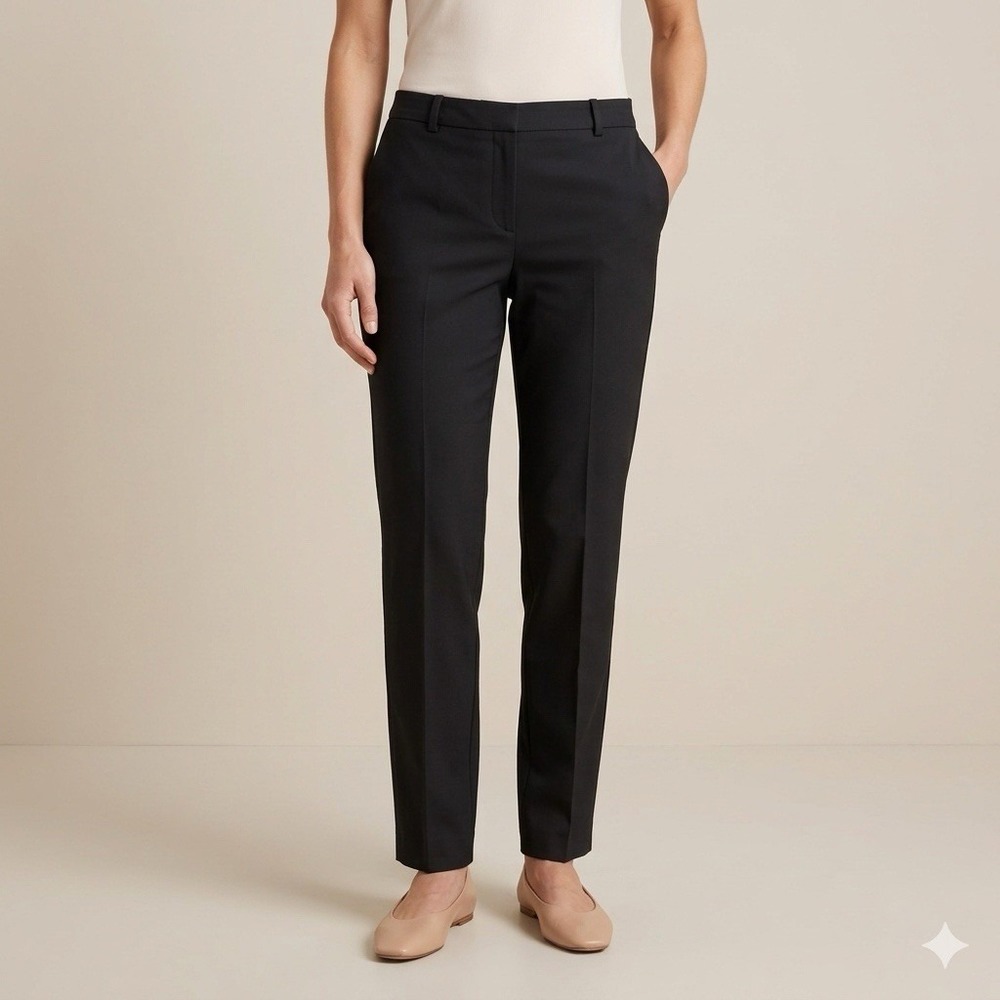 Piazza Sempione Women's 42 6 Black Wool Dress Pants Italy Stretch Career Crepe